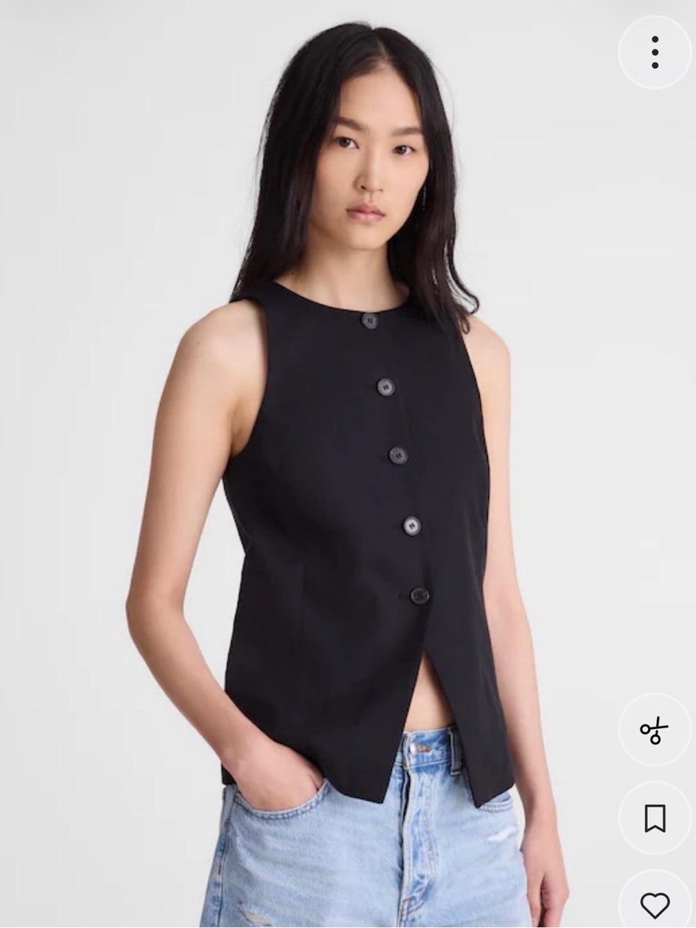 Madewell Crewneck Cutaway Drapey Twill Vest Black 14 SOLD OUT ONLINE